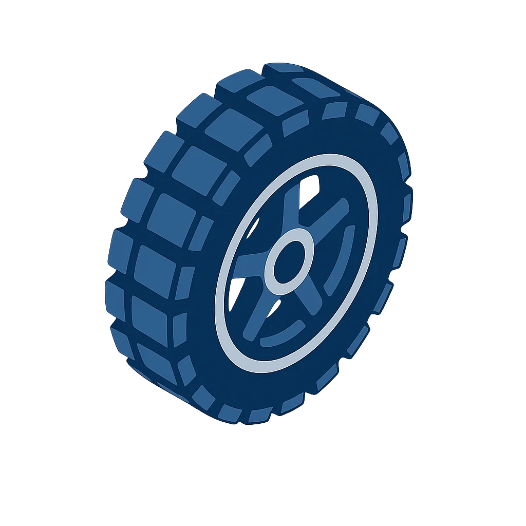 Illustratie van een robuuste offroad motorband met grof profiel, symbool voor grip en terreinprestaties.